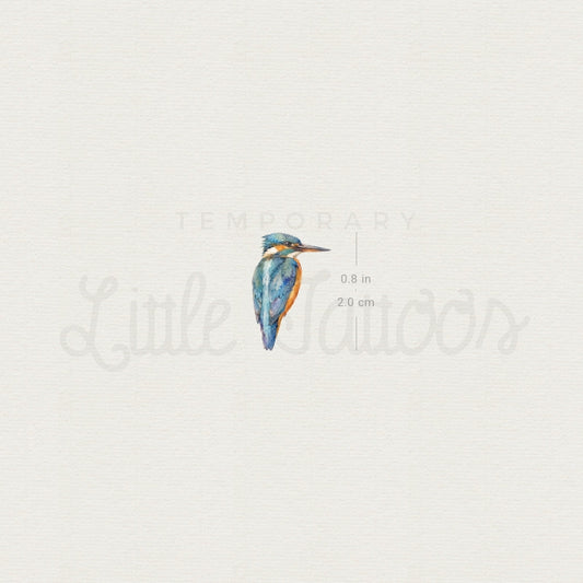 Watercolor Kingfisher Temporary Tattoo - Set of 3