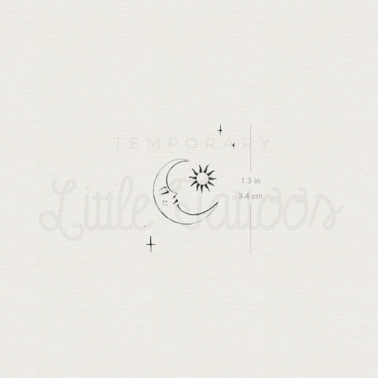 Crescent And Sun By Stefano Mazza Temporary Tattoo - Set of 3