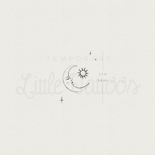 Crescent And Sun By Stefano Mazza Temporary Tattoo - Set of 3