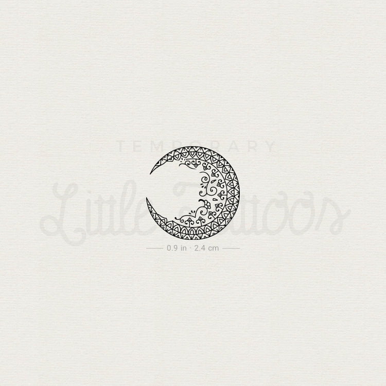 Small Ornamental Moon Temporary Tattoo - Set of 3