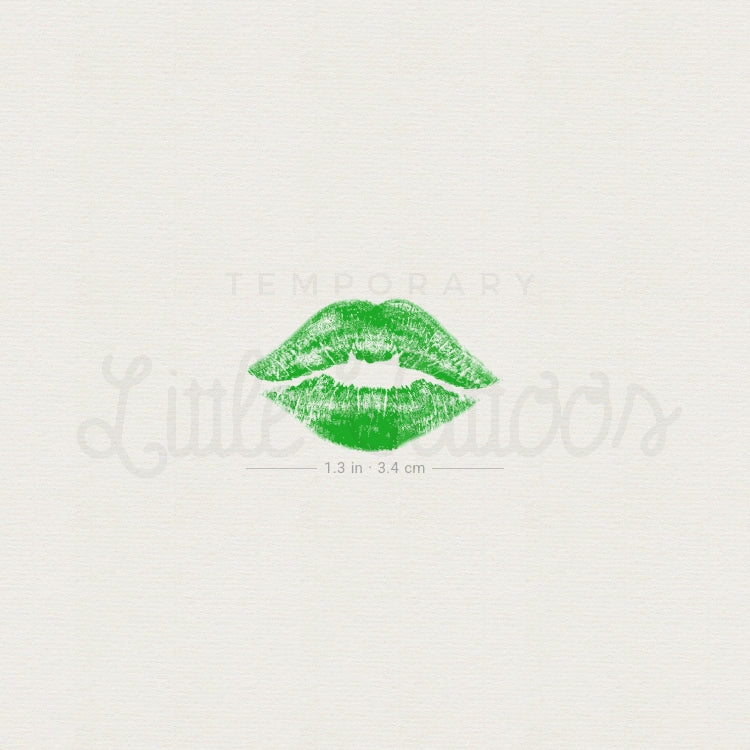 Tatuaje temporal de beso verde (juego de 3)