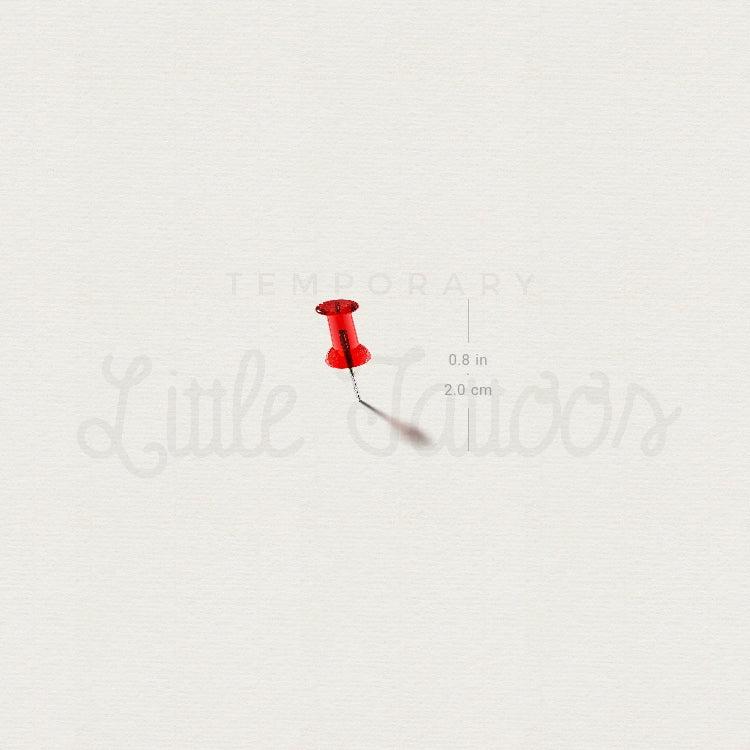 Red Drawing Pin Temporary Tattoo - Set of 3