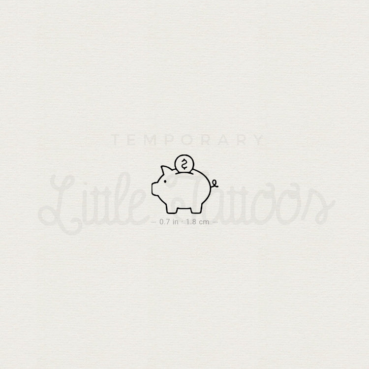 Piggy Bank Temporary Tattoo - Set of 3