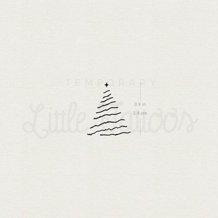 Fine Line Christmas Tree Temporary Tattoo - Set of 3