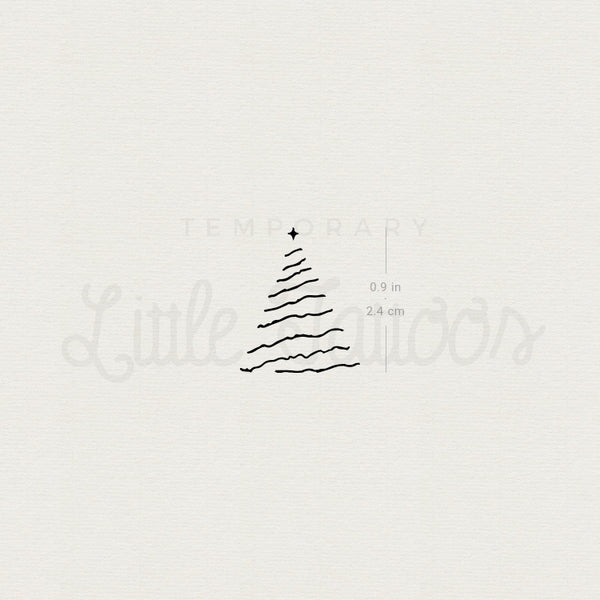 Fine Line Christmas Tree Temporary Tattoo - Set of 3