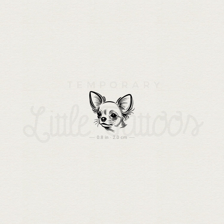 Chihuahua Portrait Temporary Tattoo - Set of 3