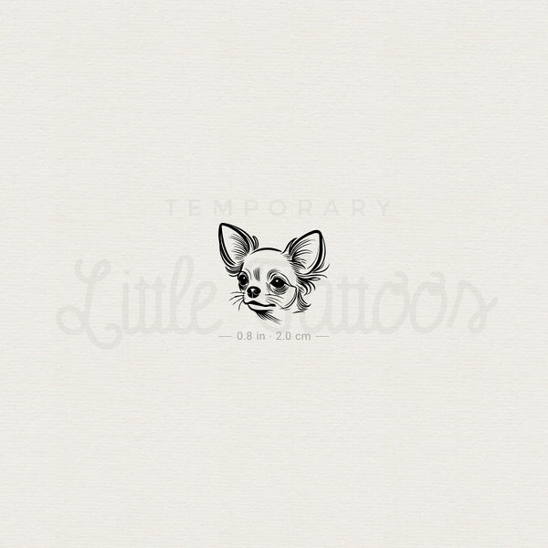 Chihuahua Portrait Temporary Tattoo - Set of 3