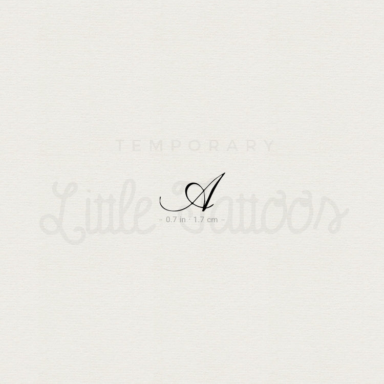 Letter A Script Temporary Tattoo - Set of 3