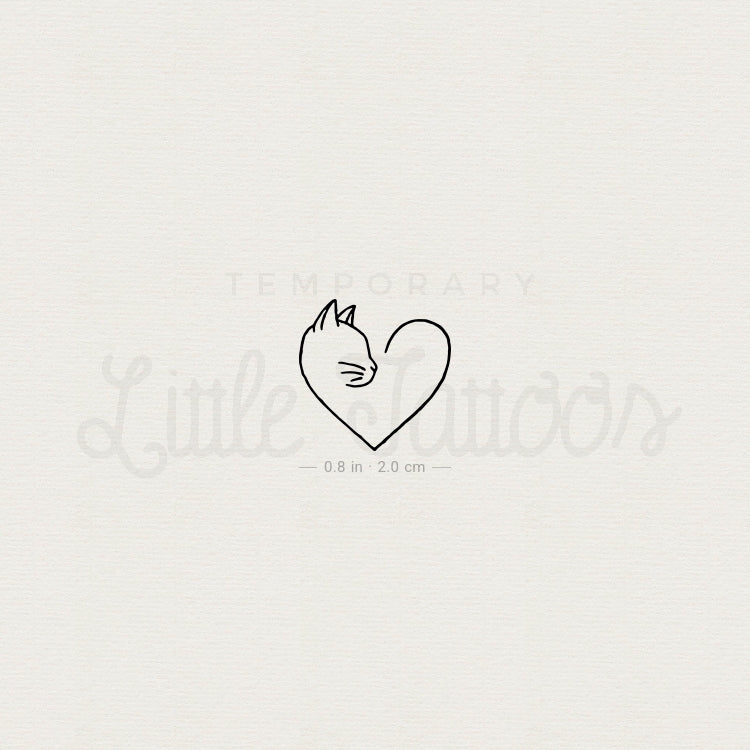 Tatuaje temporal de corazón de amante de los gatos - Juego de 3