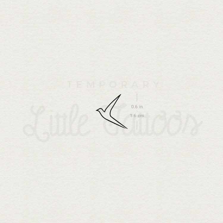 One Line Flying Bird Temporary Tattoo - Set of 3