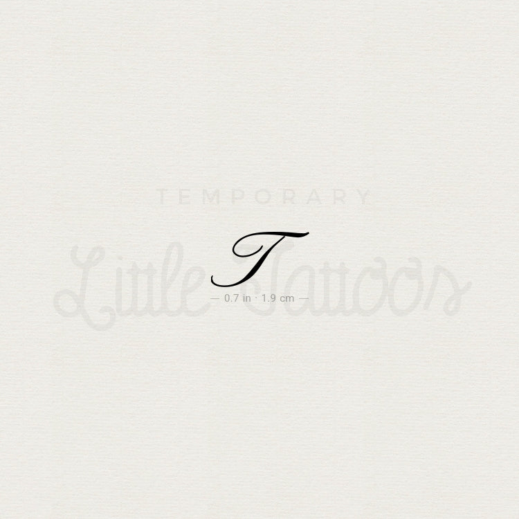 Tatuaje temporal con letra T cursiva (juego de 3)