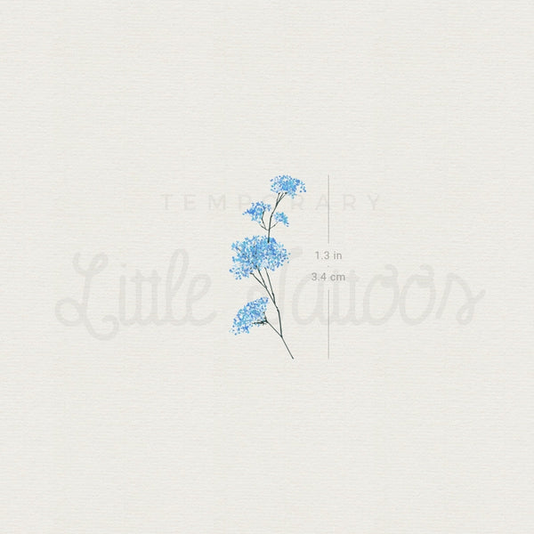 Small Blue Baby's Breath Temporary Tattoo - Set of 3