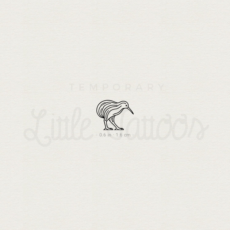 Tatuaje temporal minimalista de pájaro kiwi (juego de 3)