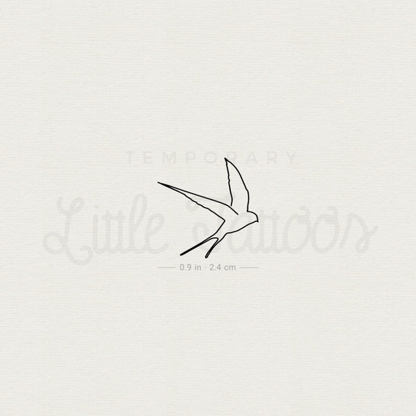 Continuous Line Swallow Temporary Tattoo - Set of 3