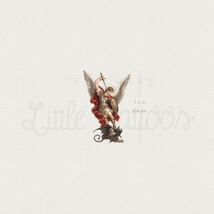 Archangel Michael Defeating Satan Temporary Tattoo - Set of 3