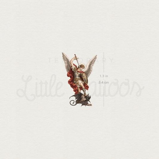 Archangel Michael Defeating Satan Temporary Tattoo - Set of 3