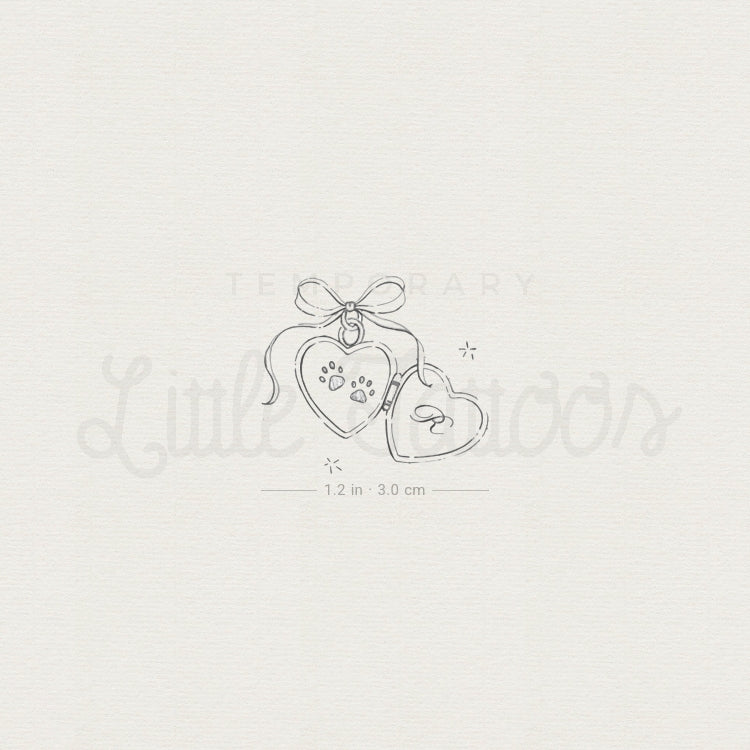 Pet Heart Pendant Temporary Tattoo By Stefano Mazza - Set of 3