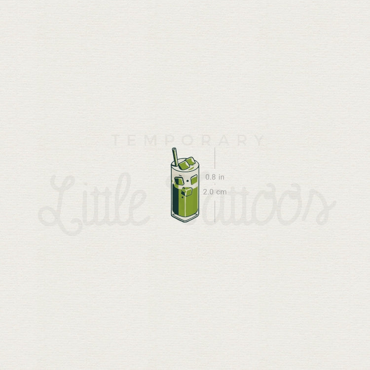 Iced Matcha Latte Temporary Tattoo - Set of 3