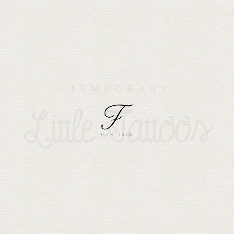 Letter F Script Temporary Tattoo - Set of 3