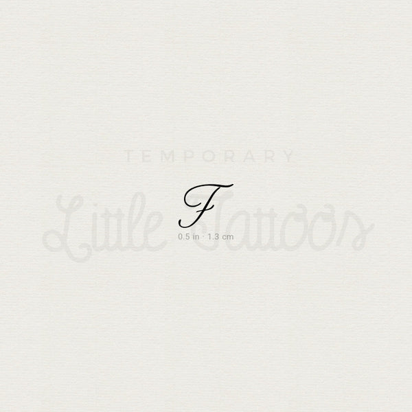 Letter F Script Temporary Tattoo - Set of 3