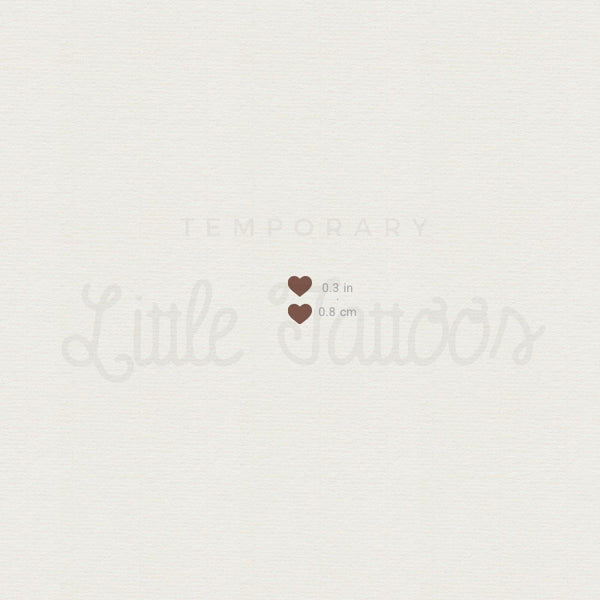 Two Tiny Brown Hearts Temporary Tattoo - Set of 3