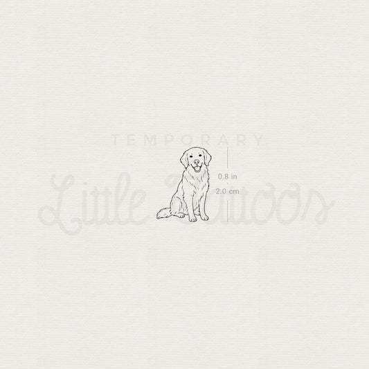 Fine Line Golden Retriever Temporary Tattoo - Set of 3