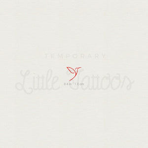 Small Red Minimalist Hummingbird Temporary Tattoo - Set of 3