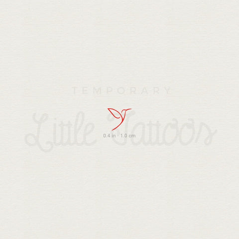 Small Red Minimalist Hummingbird Temporary Tattoo - Set of 3