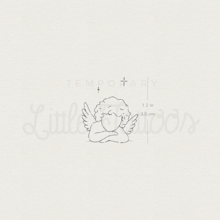Cherub Face Temporary Tattoo By Stefano Mazza - Set of 3