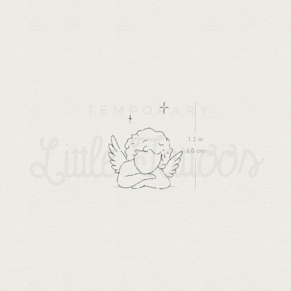 Cherub Face Temporary Tattoo By Stefano Mazza - Set of 3