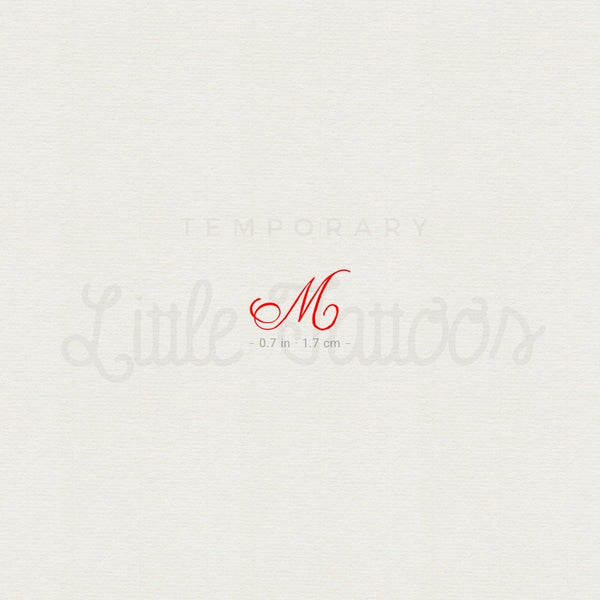 Little Red M Script Temporary Tattoo - Set of 3