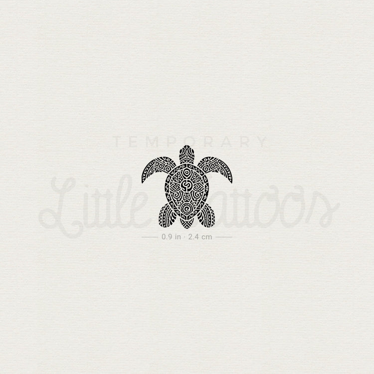 Tribal Sea Turtle Temporary Tattoo - Set of 3