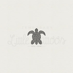 Tribal Sea Turtle Temporary Tattoo - Set of 3