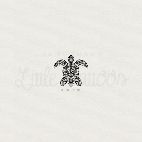 Tribal Sea Turtle Temporary Tattoo - Set of 3