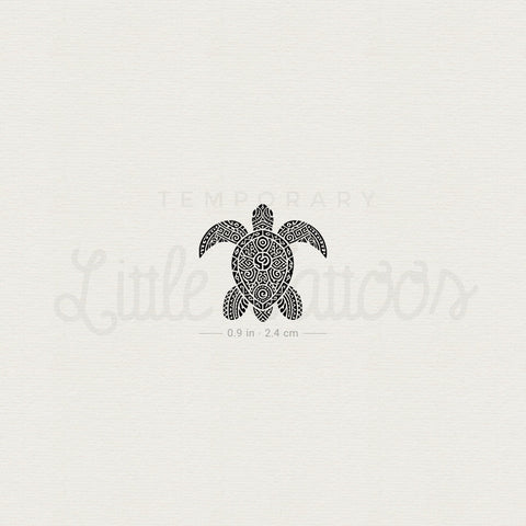 Tribal Sea Turtle Temporary Tattoo - Set of 3