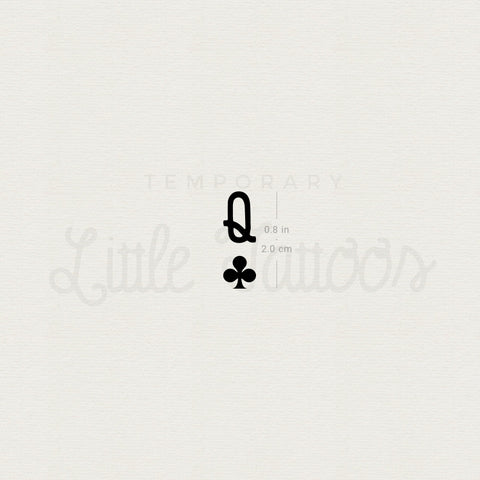 Queen Of Clubs Temporary Tattoo - Set of 3
