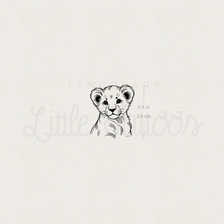 Lion Cub Temporary Tattoo - Set of 3