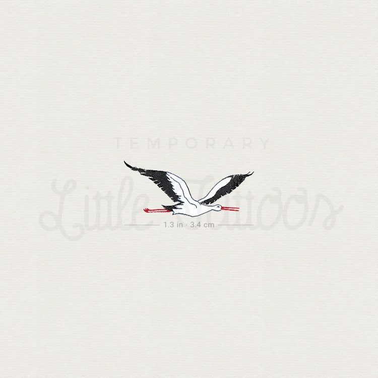 Flying Stork Temporary Tattoo - Set of 3