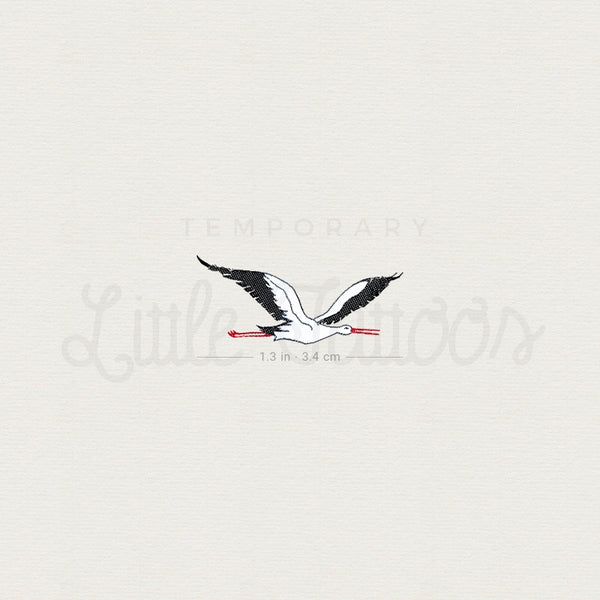 Flying Stork Temporary Tattoo - Set of 3