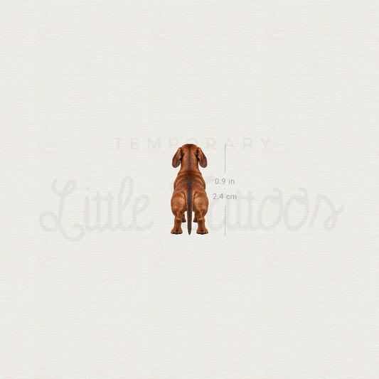Dachshund Back View Temporary Tattoo - Set of 3