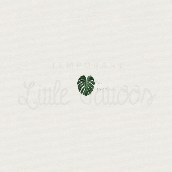 Tiny Monstera Leaf Temporary Tattoo - Set of 3