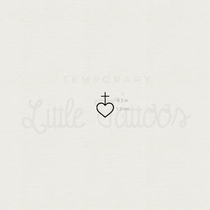 Tiny Heart And Cross Temporary Tattoo - Set of 3