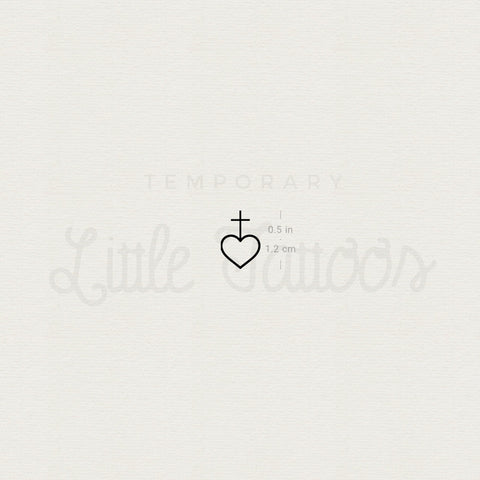 Tiny Heart And Cross Temporary Tattoo - Set of 3