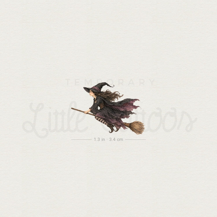 Watercolor Witch Temporary Tattoo - Set of 3
