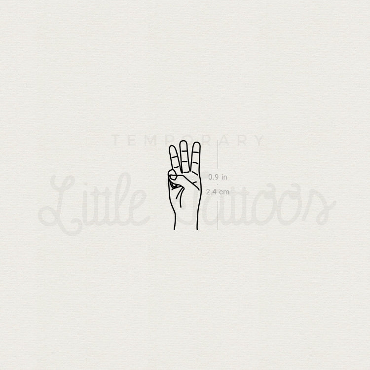 Sign Language W Temporary Tattoo - Set of 3 – Little Tattoos