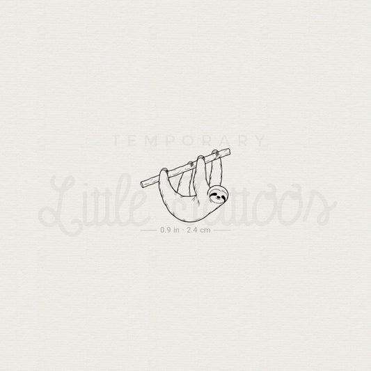 Fine Line Sloth Temporary Tattoo - Set of 3