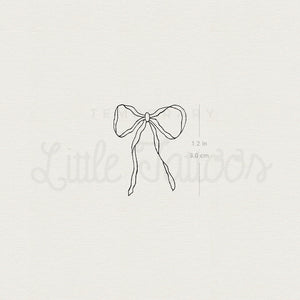 Fine Line Ribbon Bow Temporary Tattoo - Set of 3