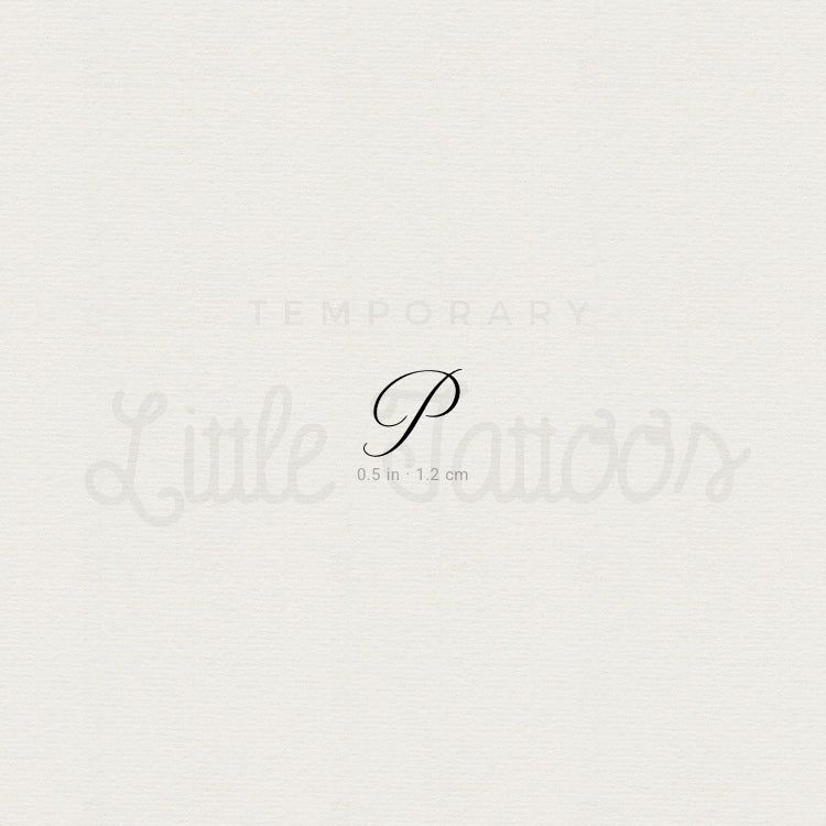 Letter P Script Temporary Tattoo - Set of 3