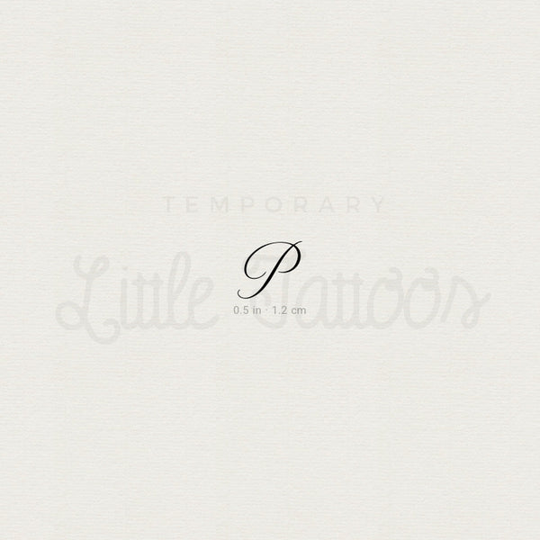 Letter P Script Temporary Tattoo - Set of 3
