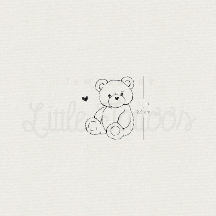 Lovely Teddy Bear By Stefano Mazza Temporary Tattoo - Set of 3